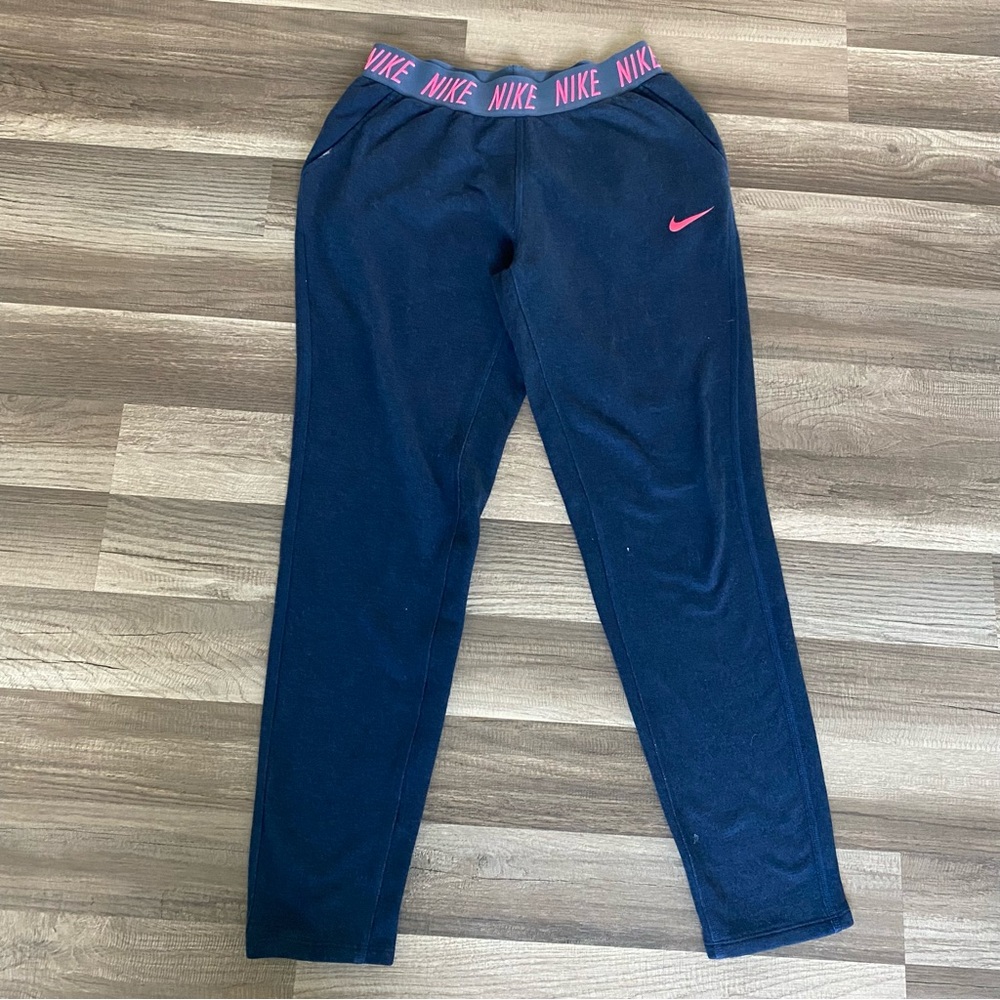Nike Blue and Pink Sweatpants with Elastic Waistband size M